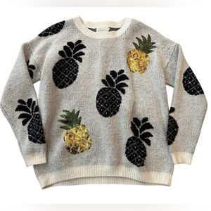 Gray Sweater with Pineapple Design